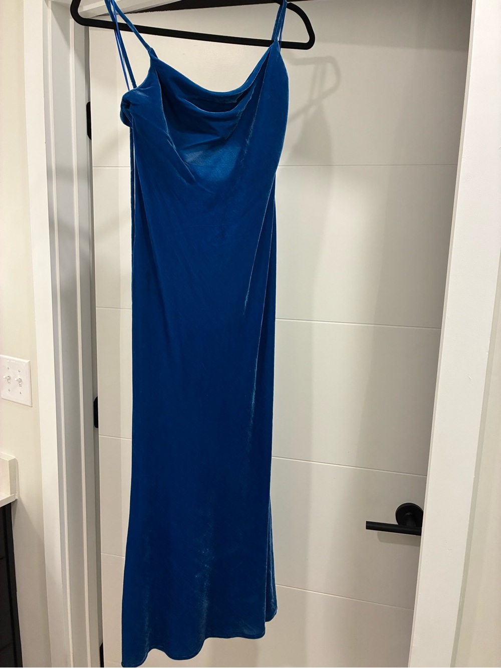Electric blue velvet formal gown
